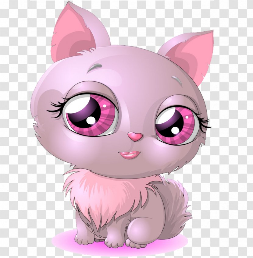 Pink Cat Kitten Clip Art - Heart - Cartoon Cute Little Transparent PNG