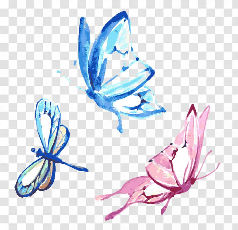 Butterfly Watercolor Painting Drawing - Canvas Print - Vector Transparent PNG