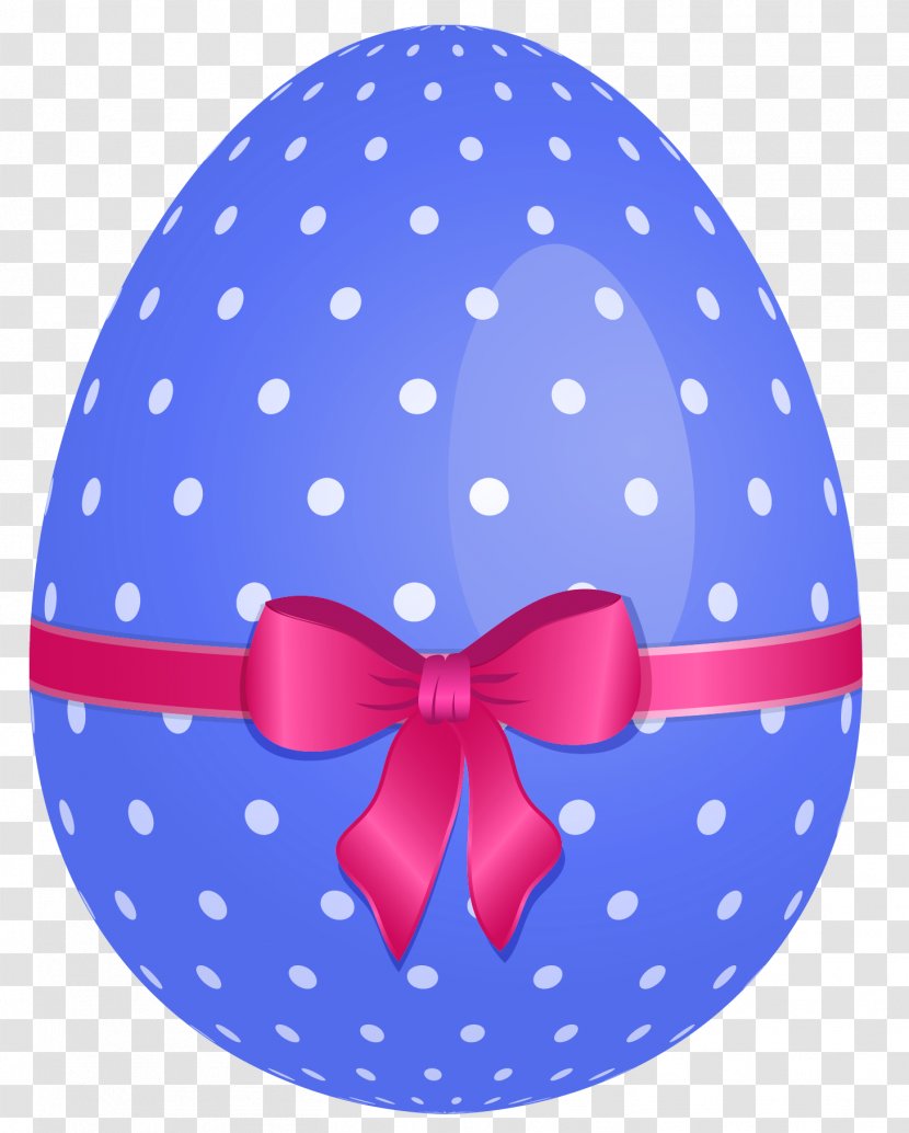 Easter Egg - Blue - Dotted With Pink Bow Clipart Transparent PNG