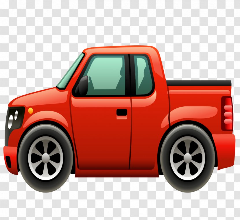 Car Sport Utility Vehicle Van - Door - Cartoon Red Truck Transparent PNG