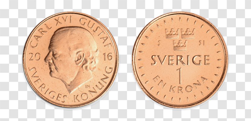 Coin Sweden Swedish Krona Enkronan Norwegian 1 Krone - Medal - Currency Coins Transparent PNG
