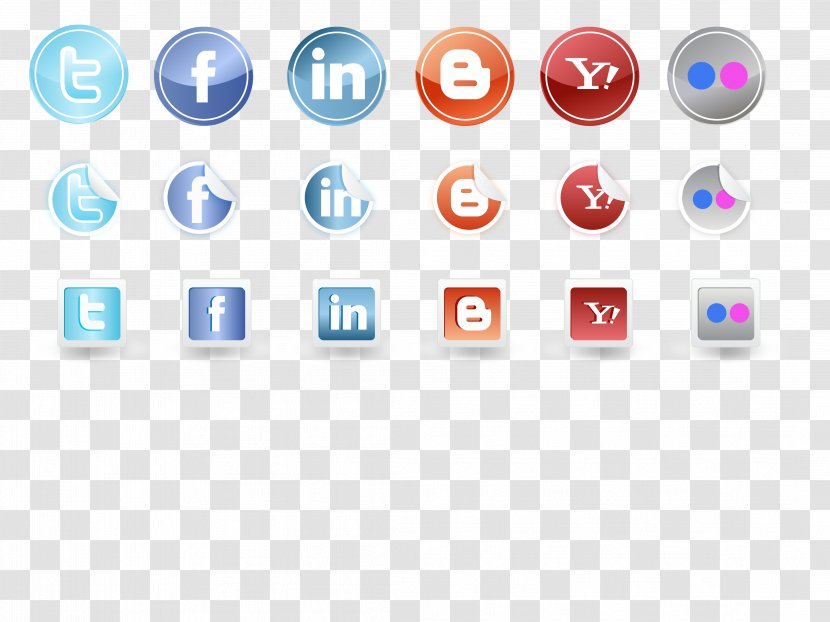 Social Media Icon Design - Text - Steel Style Set Transparent PNG