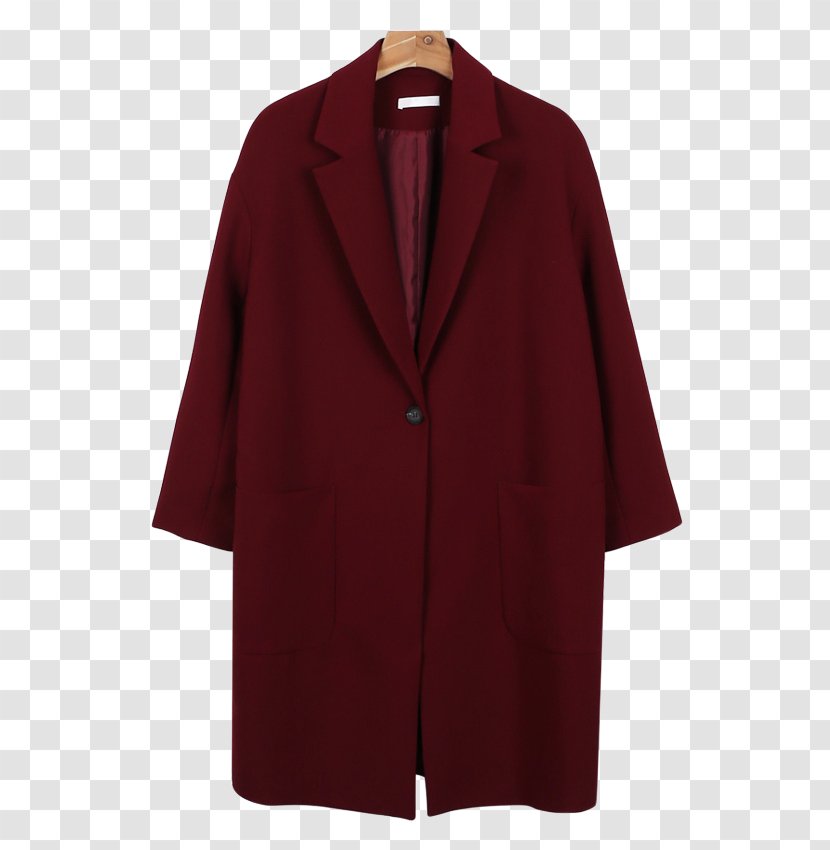 Overcoat Maroon - Long Coat Transparent PNG