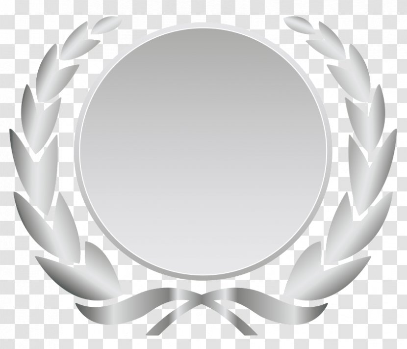 Laurel Wreath Silver Wall Decal Bronze Ribbon - Fototapet - Baner Transparent PNG