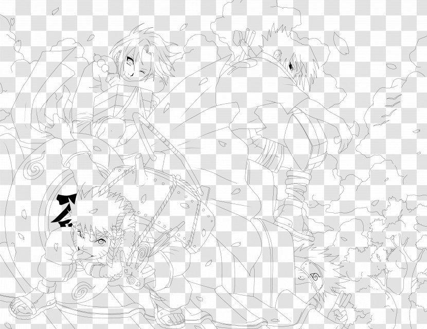 Line Art Sasuke Uchiha Kakashi Hatake Sketch - Cartoon - Pain In Thumb Transparent PNG