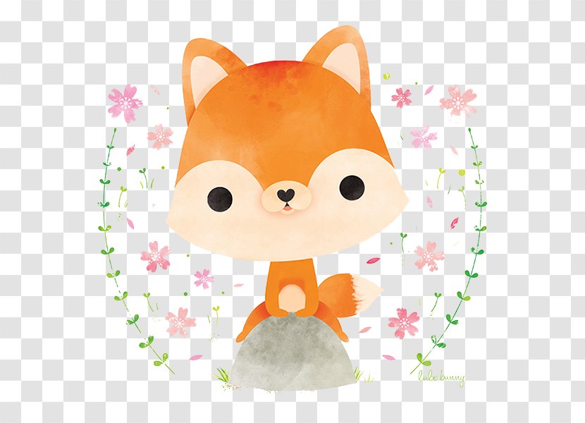 Japanese Red Fox Rabbit Illustration - Japan - Hand-painted Watercolor Cute Fox. Transparent PNG