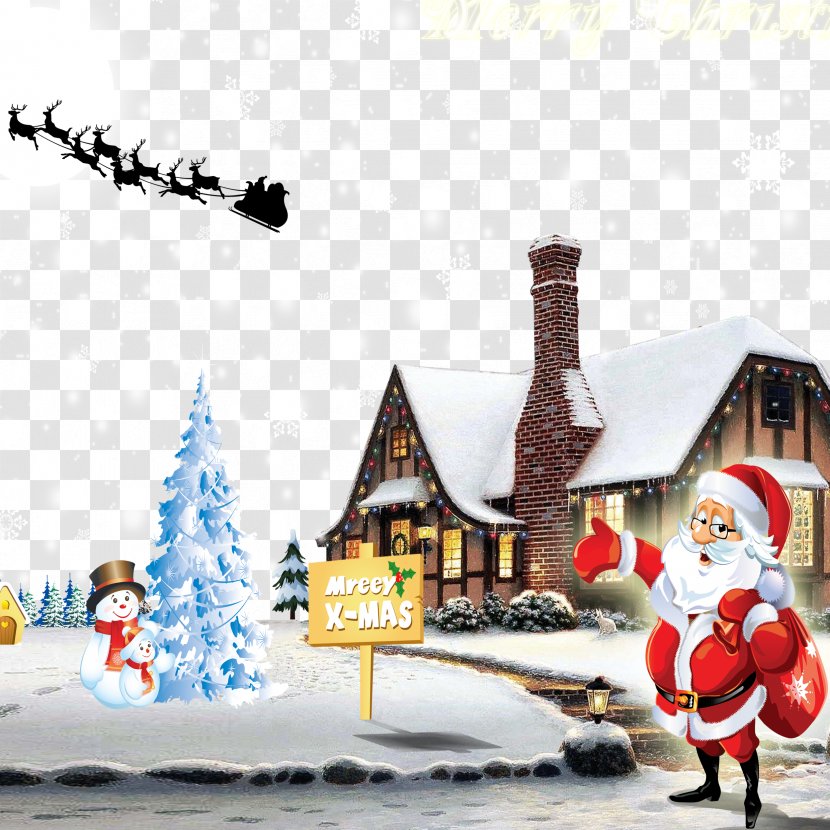 Christmas Tree Santa Claus Decoration Gift - White House Snowman Transparent PNG