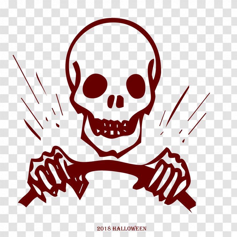 Halloween 2018 Driving Skeleton Head . - Silhouette - Heart Transparent PNG