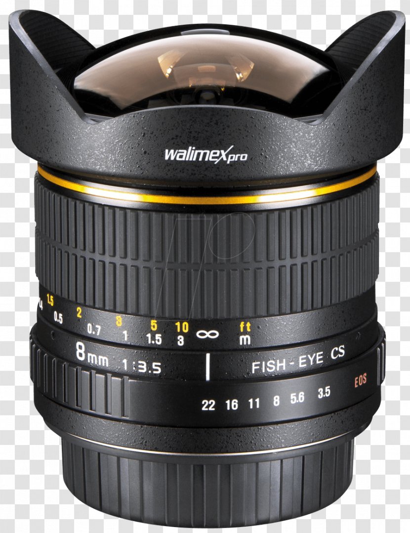 Fisheye Lens Samyang 8mm F/3.5 CS II Canon EF Mount EF-S Camera - Walimex Pro 1222 Video Apsc Mft Black Transparent PNG