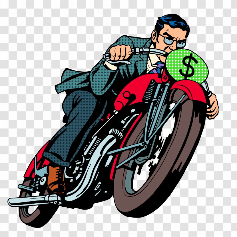 Motorcycle Business Pop Art Illustration - Christmas Gift - Riding A Man Transparent PNG