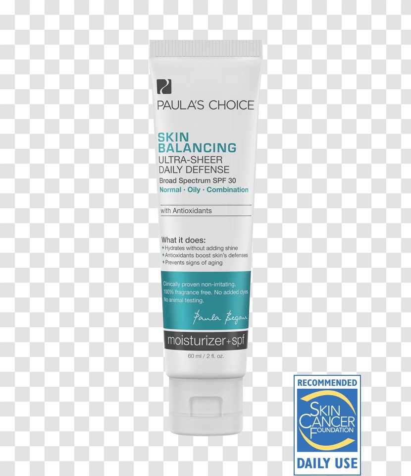 Sunscreen Paula's Choice Skin Balancing Ultrasheer Daily Defense Moisturizer Factor De Protección Solar Care - Oil Transparent PNG