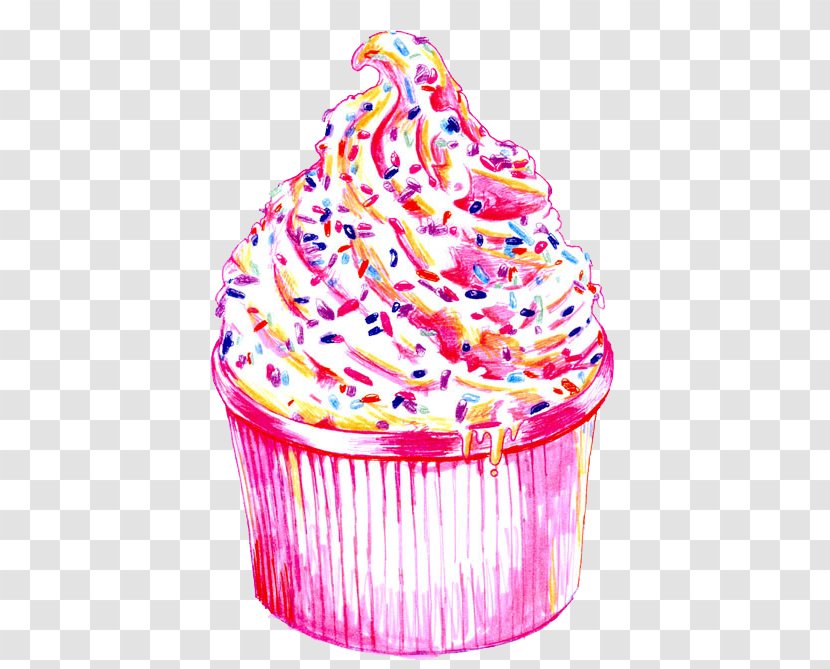 Cupcake Bakery Red Velvet Cake Drawing - Food - Ice Cream Transparent PNG