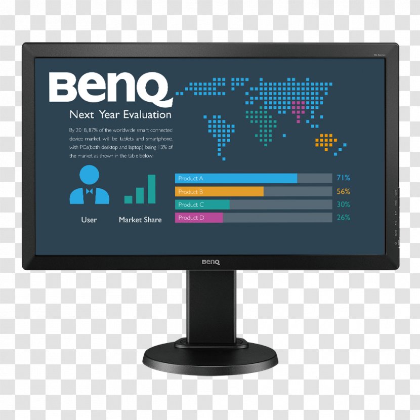 BenQ LED Monitor Computer Monitors IPS Panel Digital Visual Interface - Display Device - Eye Care Transparent PNG