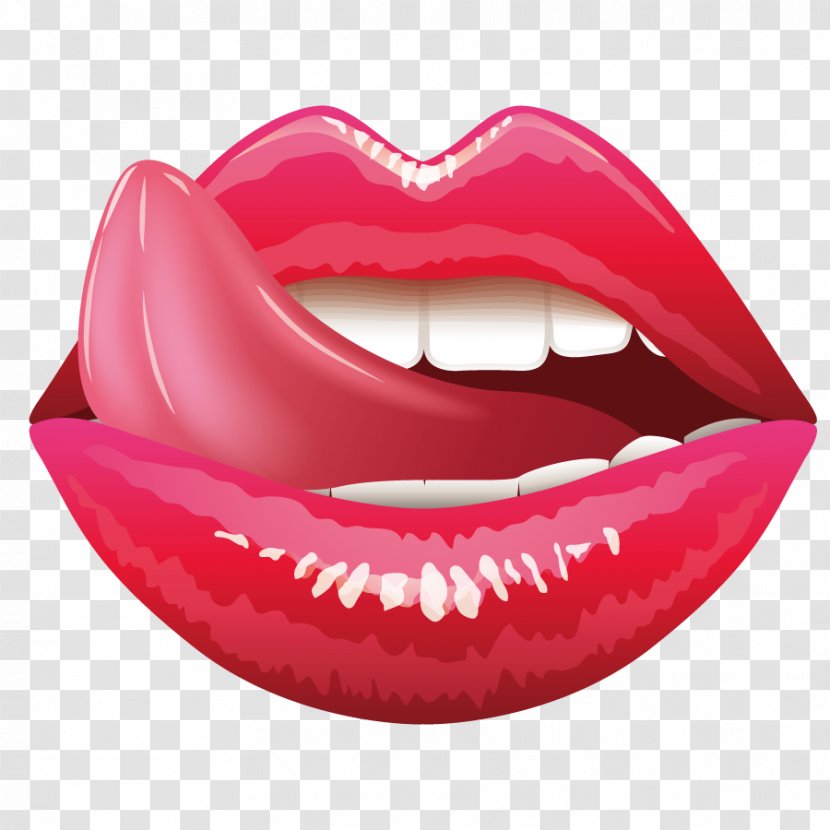 Lip Tongue Mouth Clip Art - Red - Vector Lips Transparent PNG
