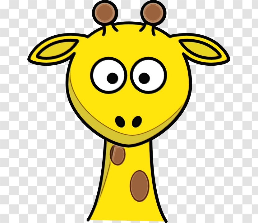 Giraffe Cartoon Drawing Face Portrait - Smiley Waving Hello Transparent PNG