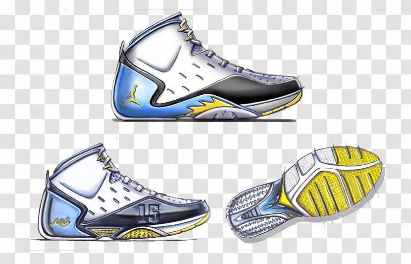Sneakers Shoe - Blue Hand Painted High To Help Basketball Shoes Transparent PNG