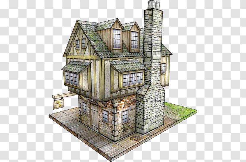 Paper Model Mermaid Tavern Saltbox - House - Building Transparent PNG