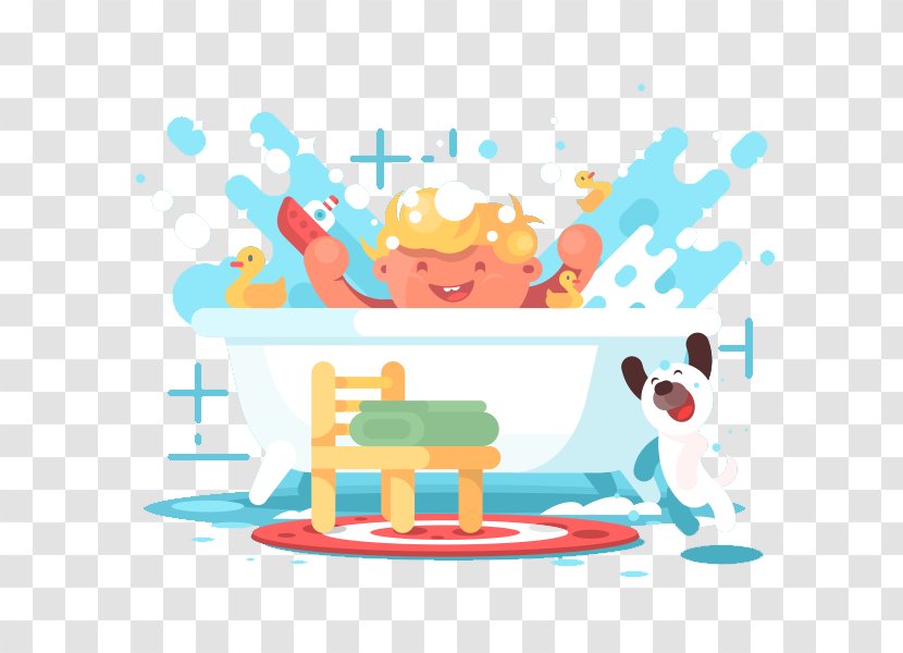 Bathing Bathroom Illustration - Illustrator - Happy Baby Bath Stock Transparent PNG