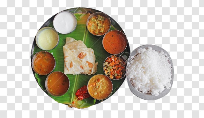 South Indian Cuisine Sambar Vegetarian Rasam - Banana Leaf - Thali Transparent PNG