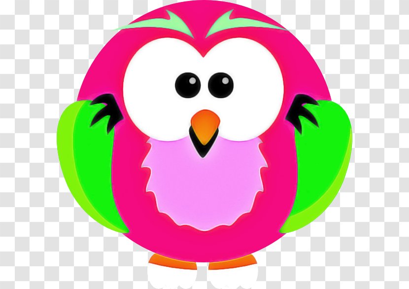 Pink Cartoon Green Bird Clip Art - Owl Magenta Transparent PNG