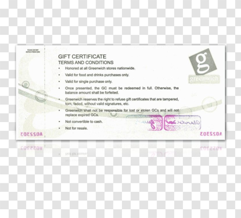 Gift Card Voucher Greenwich Pizza Paper - Material Transparent PNG