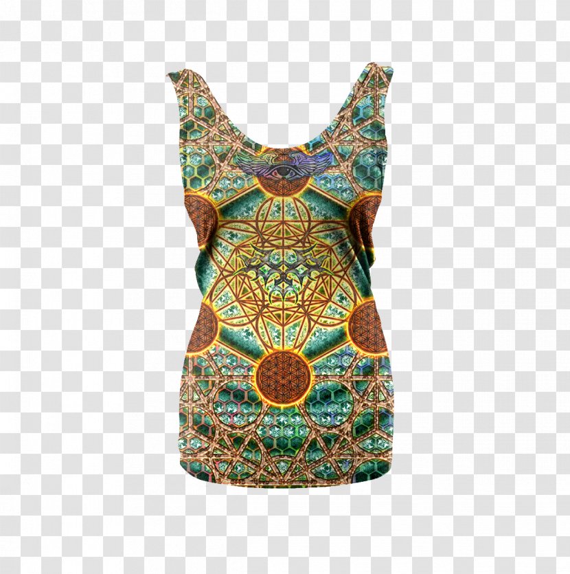 Neck Turquoise Dress - Sacred Geometry Transparent PNG