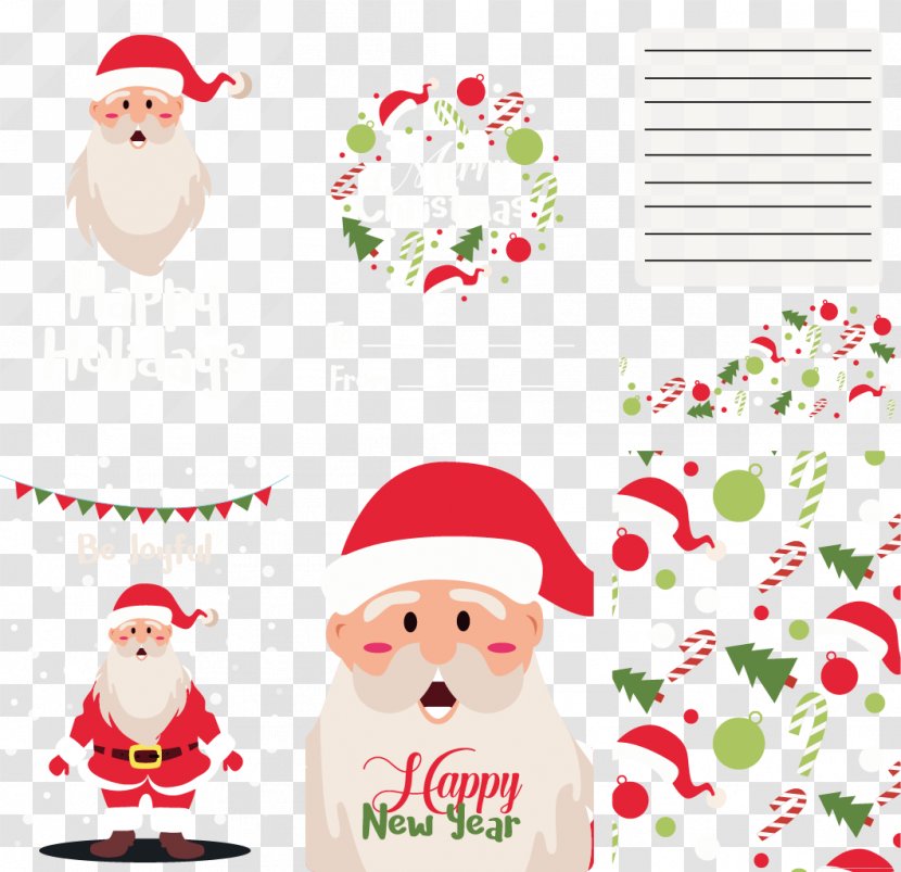 Santa Claus Christmas Ornament Paper Clip Art - Greeting Card - Cute Cover Letter Transparent PNG
