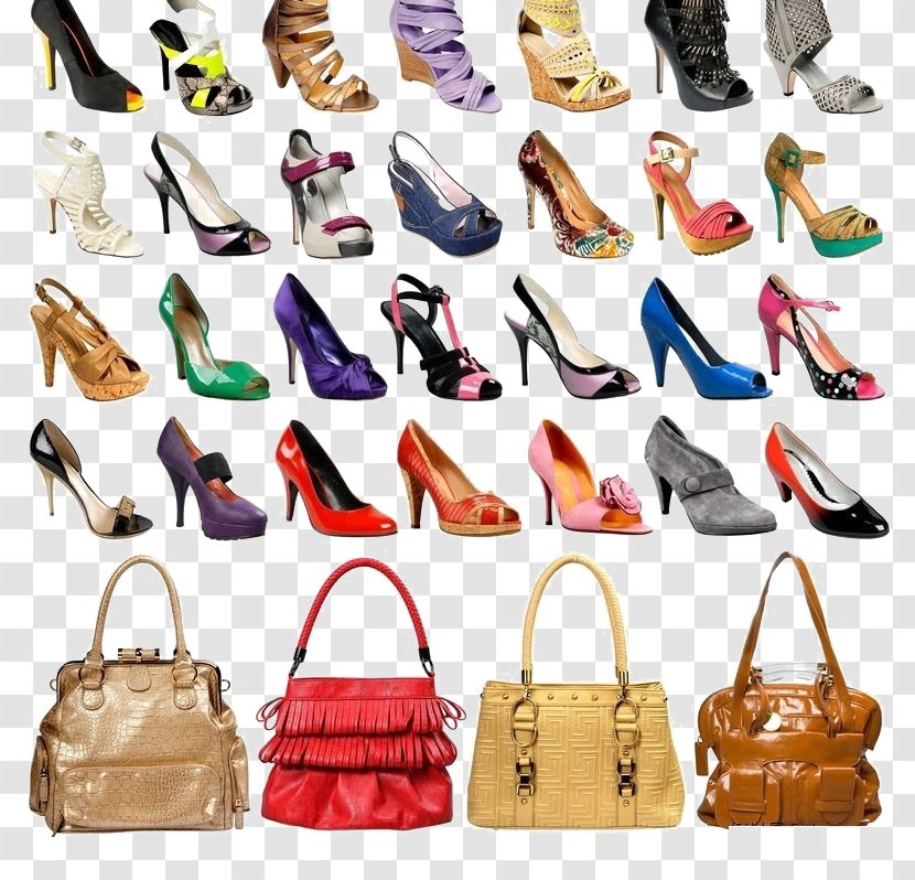 Court Shoe Handbag High-heeled Footwear - Wedge - A Variety Of Shoes And Bags Collection Transparent PNG