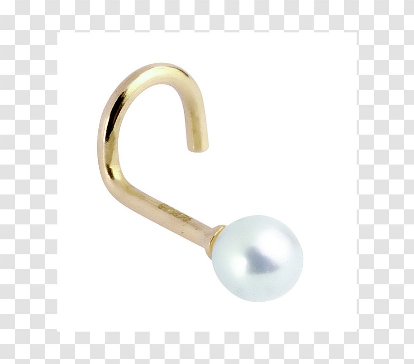Earring Pearl Body Jewellery Nose Piercing Gold - Lip Transparent PNG