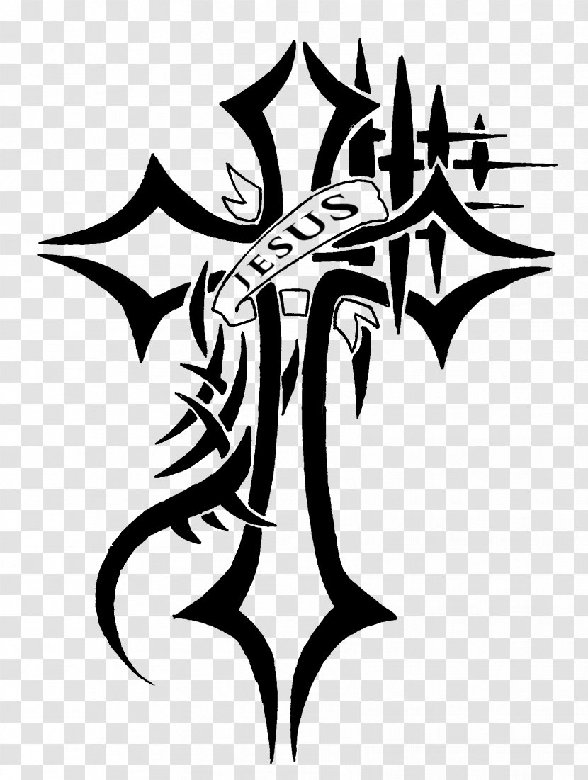 Christian Cross Crucifixion Drawing Tattoo - Flower Transparent PNG