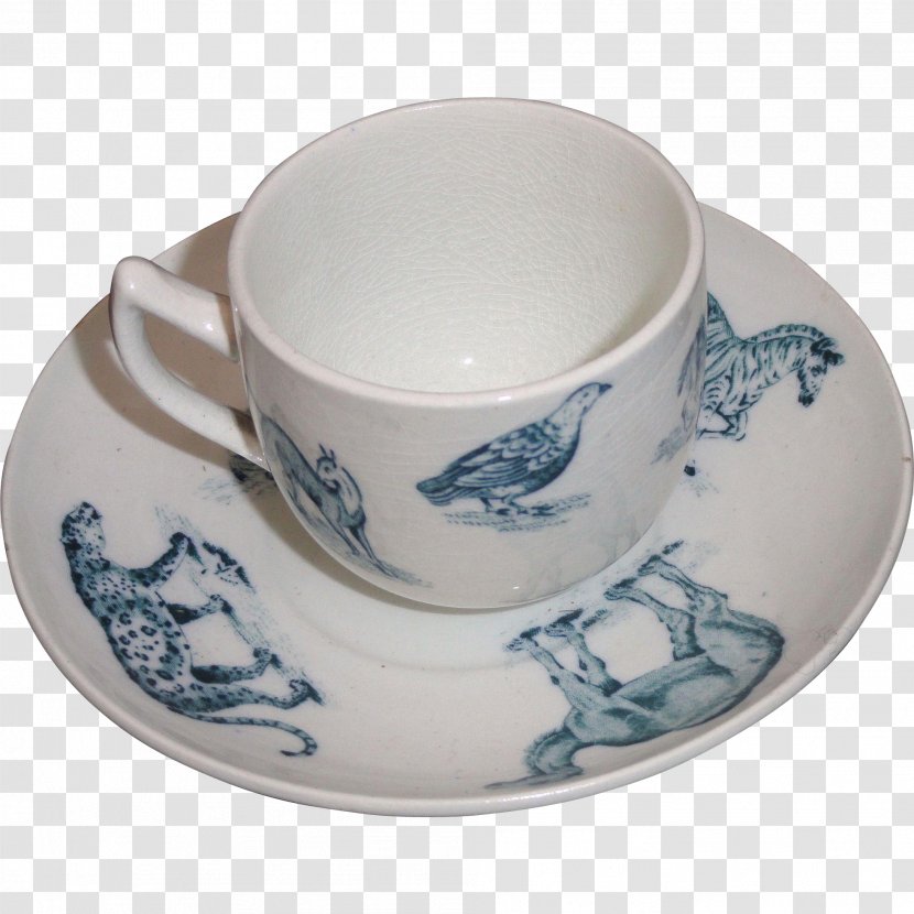 Coffee Cup Ceramic Saucer Blue And White Pottery Mug - Dinnerware Set Transparent PNG