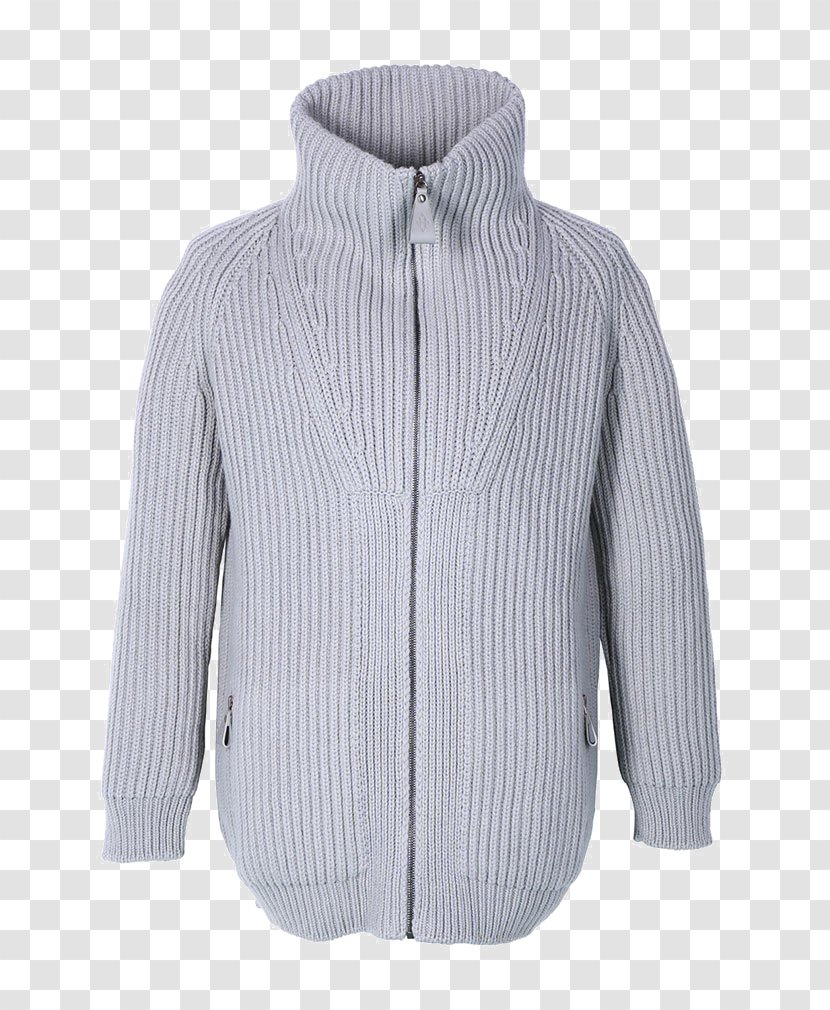 Wool Grey Zipper Cardigan - Gray Ms. Transparent PNG