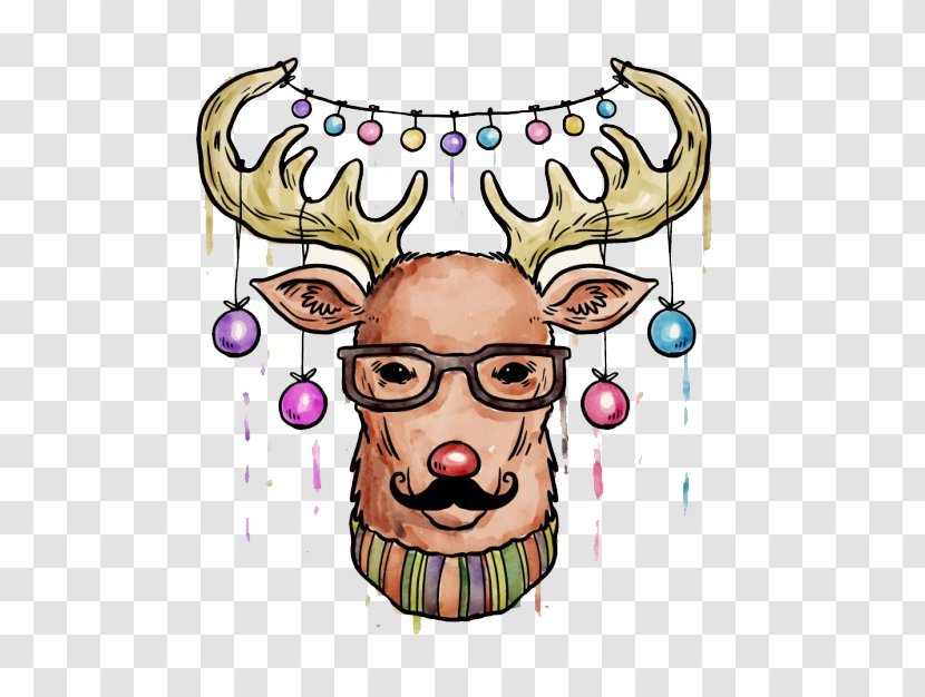Reindeer T-shirt Euclidean Vector - Glasses - Elk Transparent PNG