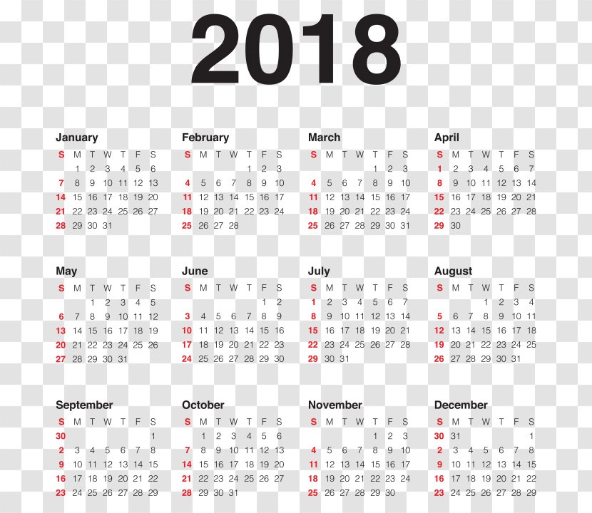 Calendar Clip Art 0 Image - New Year - Calendario 2018 Transparent PNG