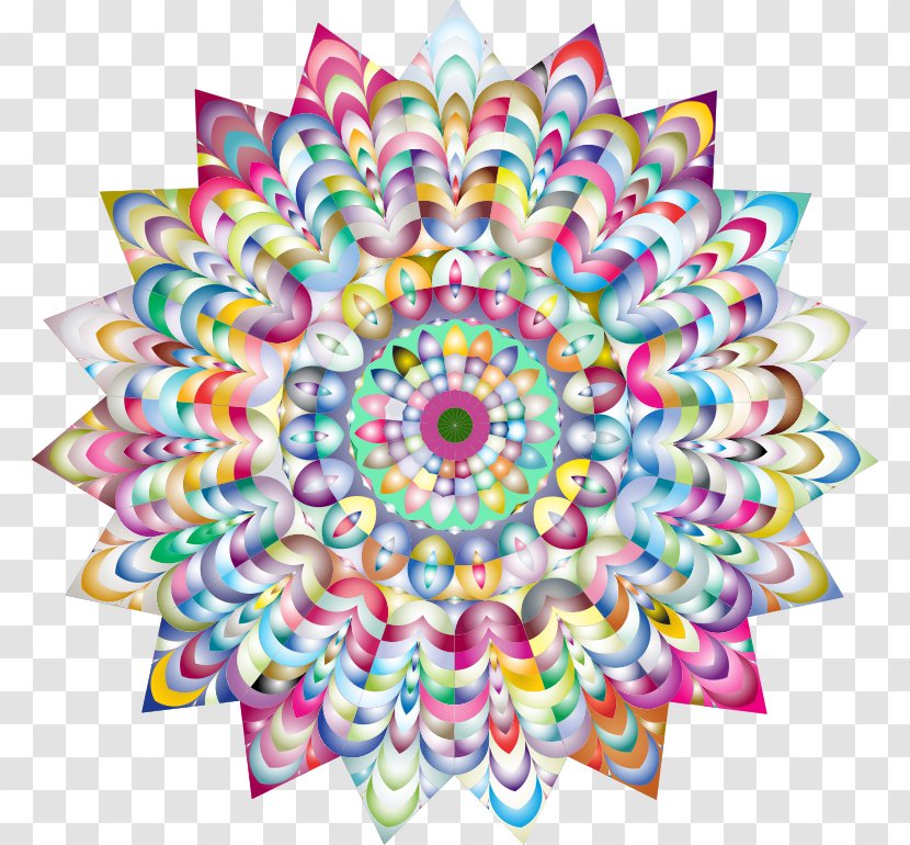Kaleidoscope Image Clip Art - Social Media - Rainbow Mandala Transparent PNG