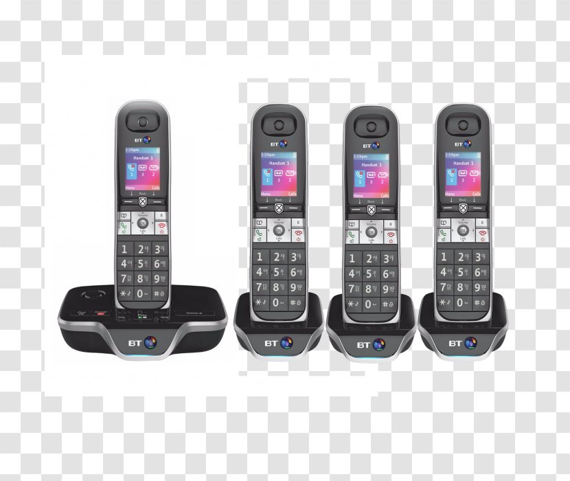 Cordless Telephone BT 8600 Home Phone With Quad Handset Pack Answering System Call Blocker 083160 Machines Digital Enhanced Telecommunications - Caller Id Transparent PNG