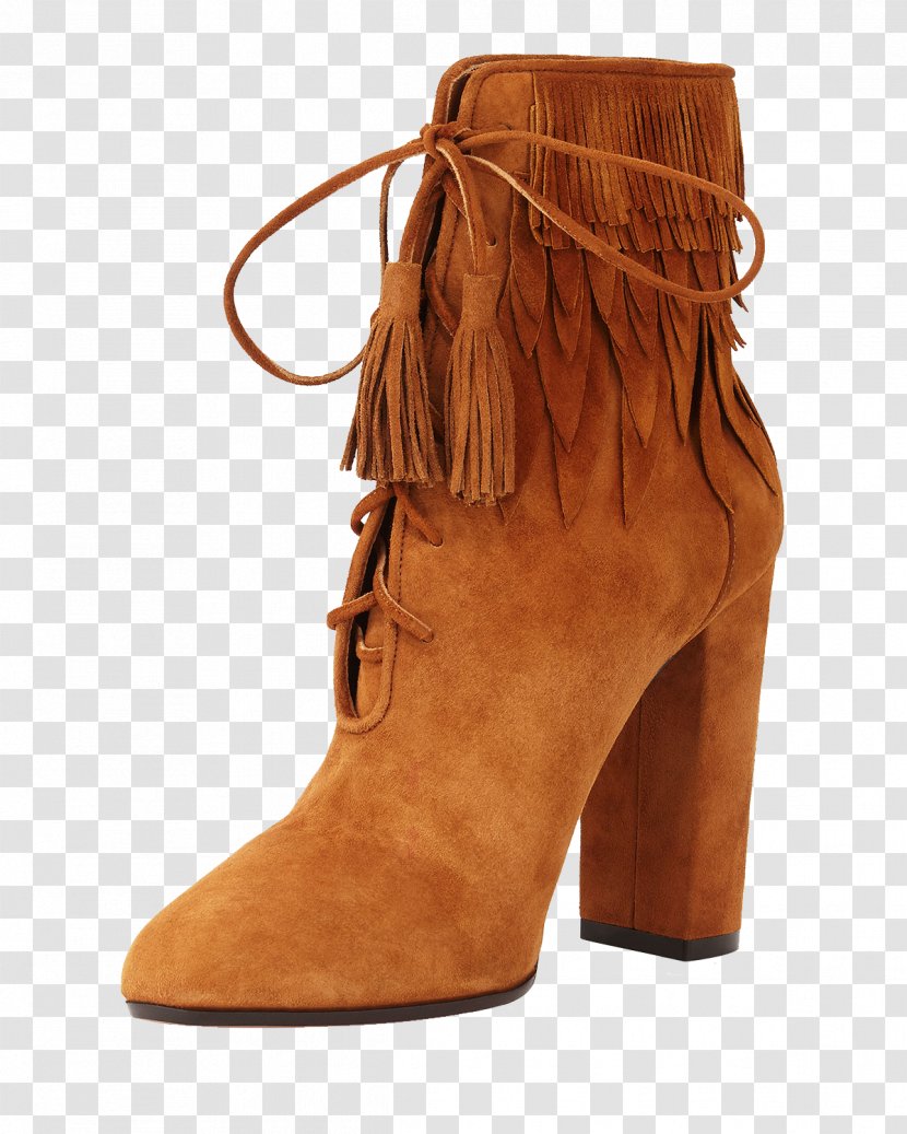 Boot Fringe Shoe Suede High-heeled Footwear - Brown - Fashion Boots Transparent PNG