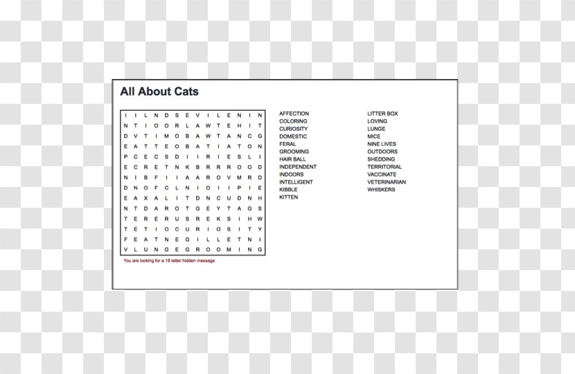 Word Search Game Puzzle Crossword - Rectangle - New Free Puzzles Transparent PNG