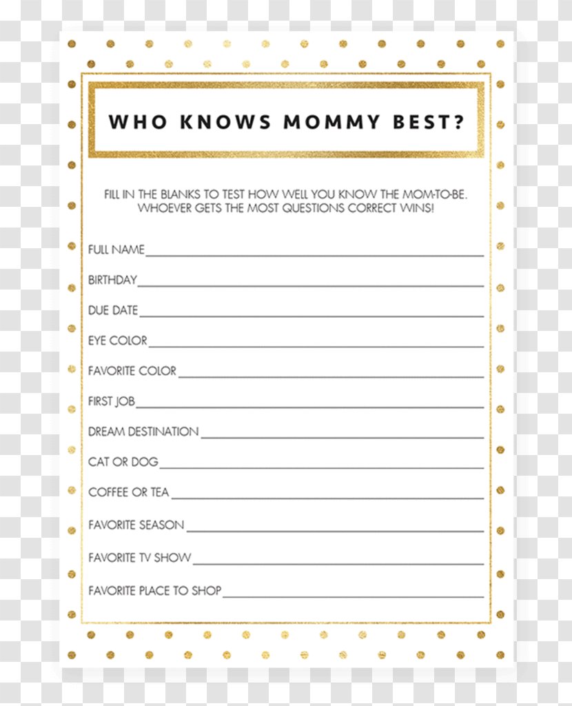 Baby Shower Mother Trivia Game Quiz - Cards Collection，frame Transparent PNG