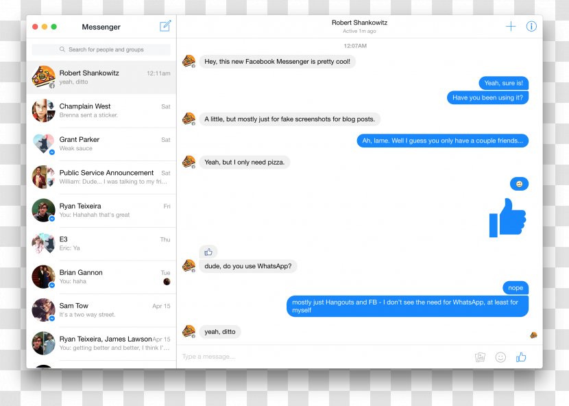 Facebook Messenger Computer Software Instant Messaging Desktop Computers - Web Page Transparent PNG