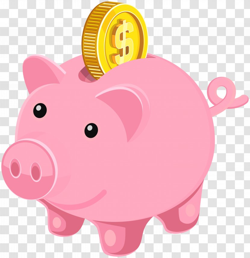 Piggy Bank Coin Clip Art - Day - Cartoon Pink Transparent PNG