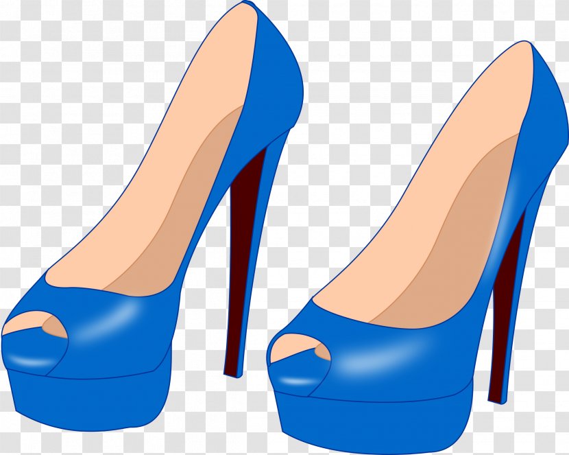 High-heeled Footwear Shoe Stiletto Heel Clip Art - Electric Blue - Cartoon Shoes Transparent PNG