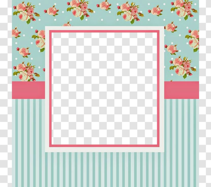 Wedding Invitation Paper Shabby Chic Blue Wallpaper - Area - Floral Frame Transparent PNG