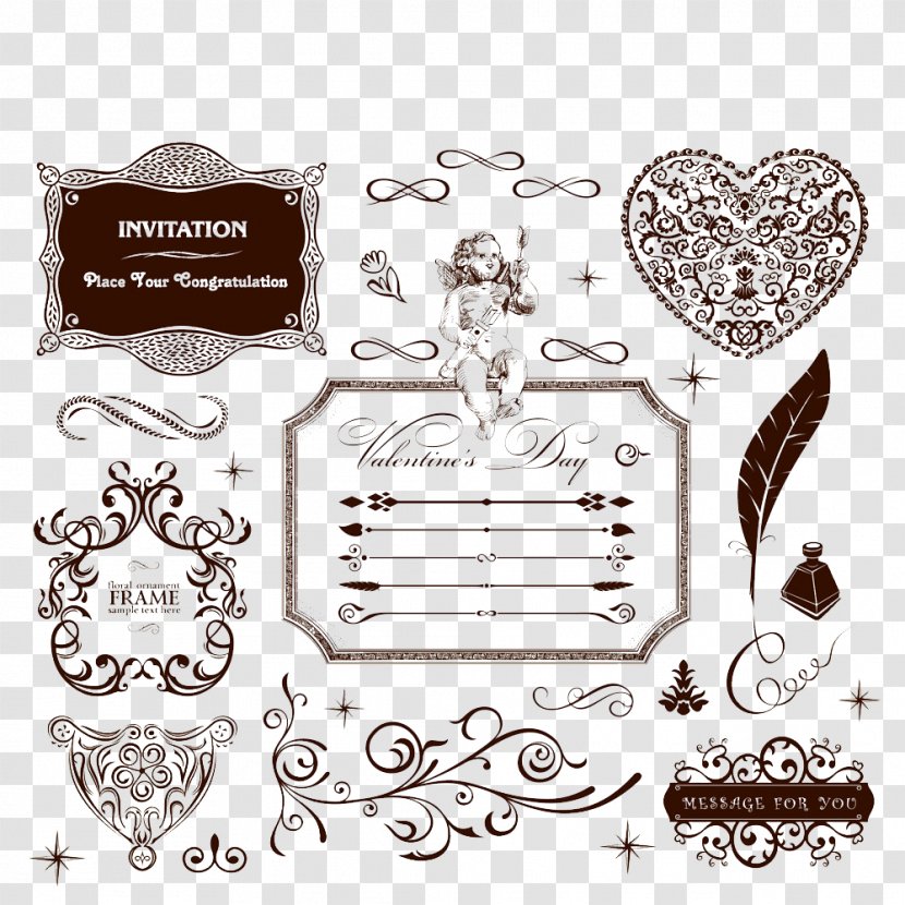 Heart Royalty-free Ornament Illustration - Brand - Vector Wedding Border Transparent PNG