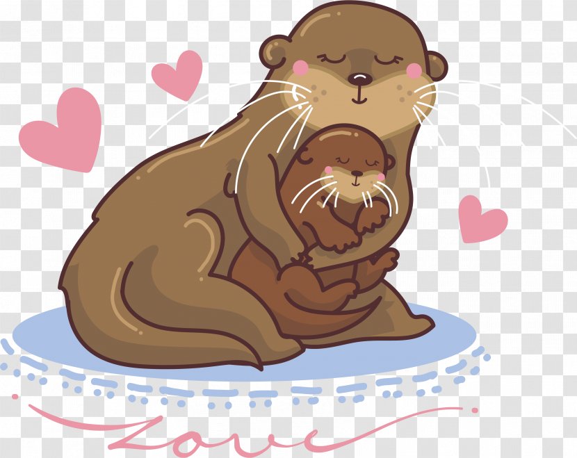 Dog Earless Seal Illustration - Art - Hand Painted Cute Mother And Son Transparent PNG
