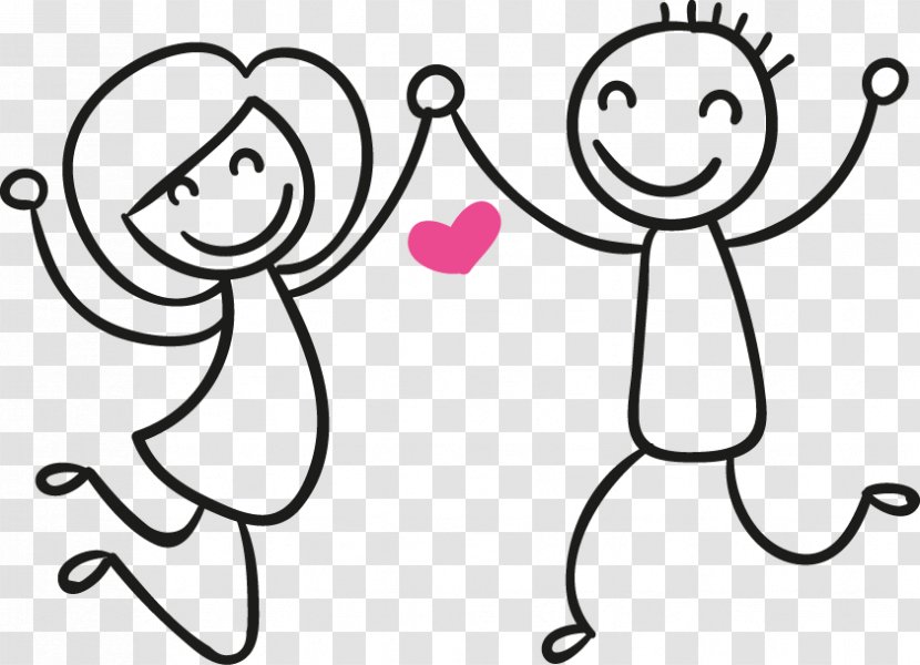 Stick Figure Drawing Embroidery - Flower - Love Couple Transparent PNG