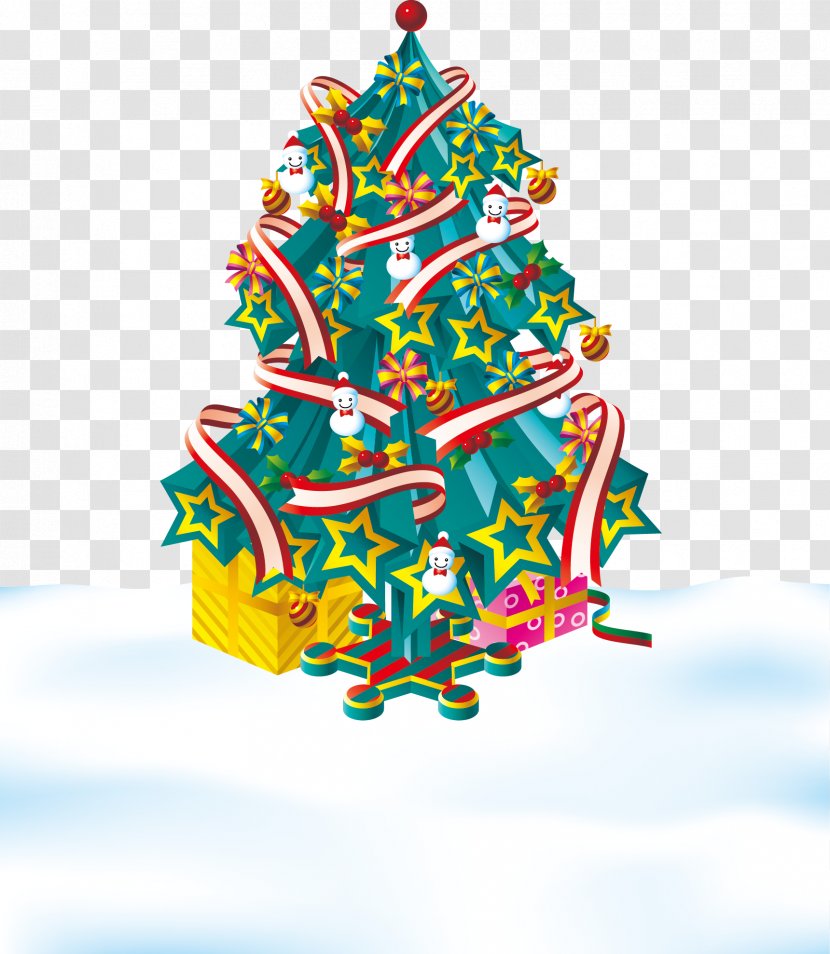 Christmas Tree Cartoon Illustration - Vector Transparent PNG