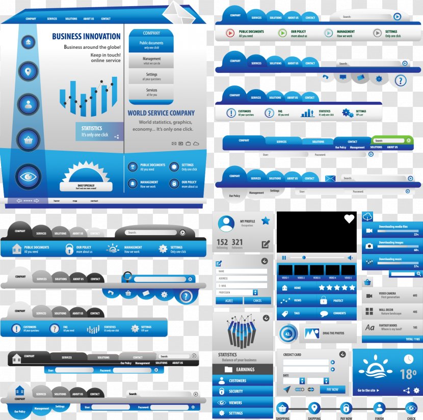 Button User Interface Clip Art - Engineering - Blue Business Web Design Transparent PNG
