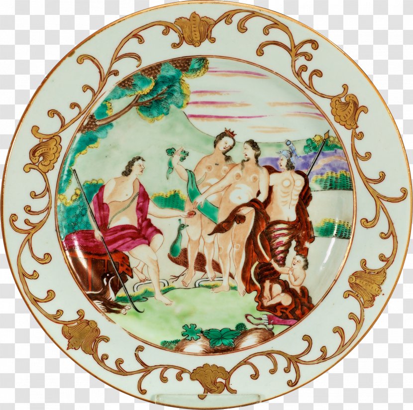 Judgement Of Paris Chinese Export Porcelain Plate Ceramic - Famille Verte Transparent PNG