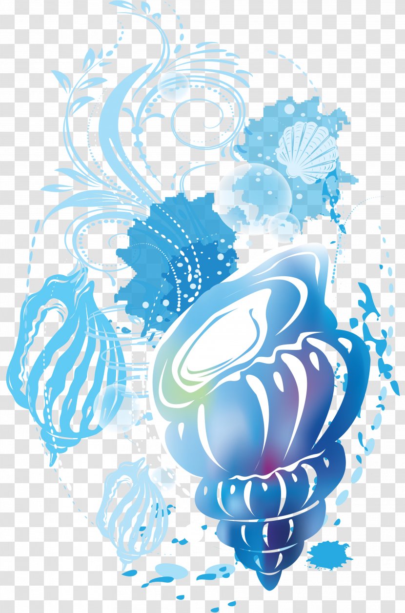 Adobe Illustrator Poster Illustration - Silhouette - Blue Cartoon Conch Image Transparent PNG